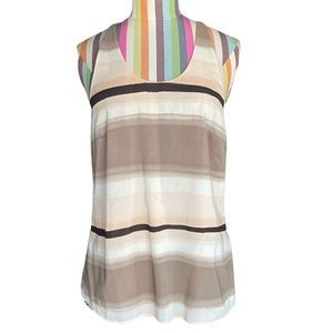 Alice + Olivia Silk Striped Neutral Colors Cami 0560